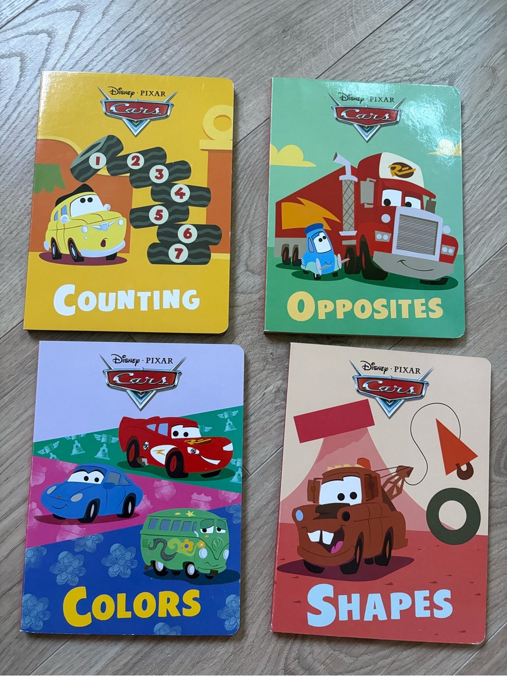 Disney Pixar Cars Set of 4 Learning Board Books Colors Shapes Counting